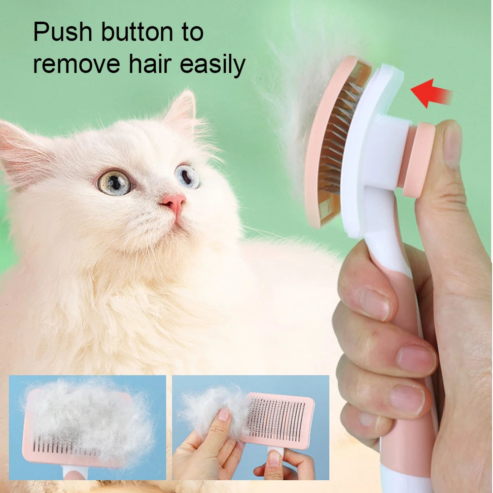 Brosse Auto-Nettoyante pour chats et chiens - Elimine les poils en 5 secondes
