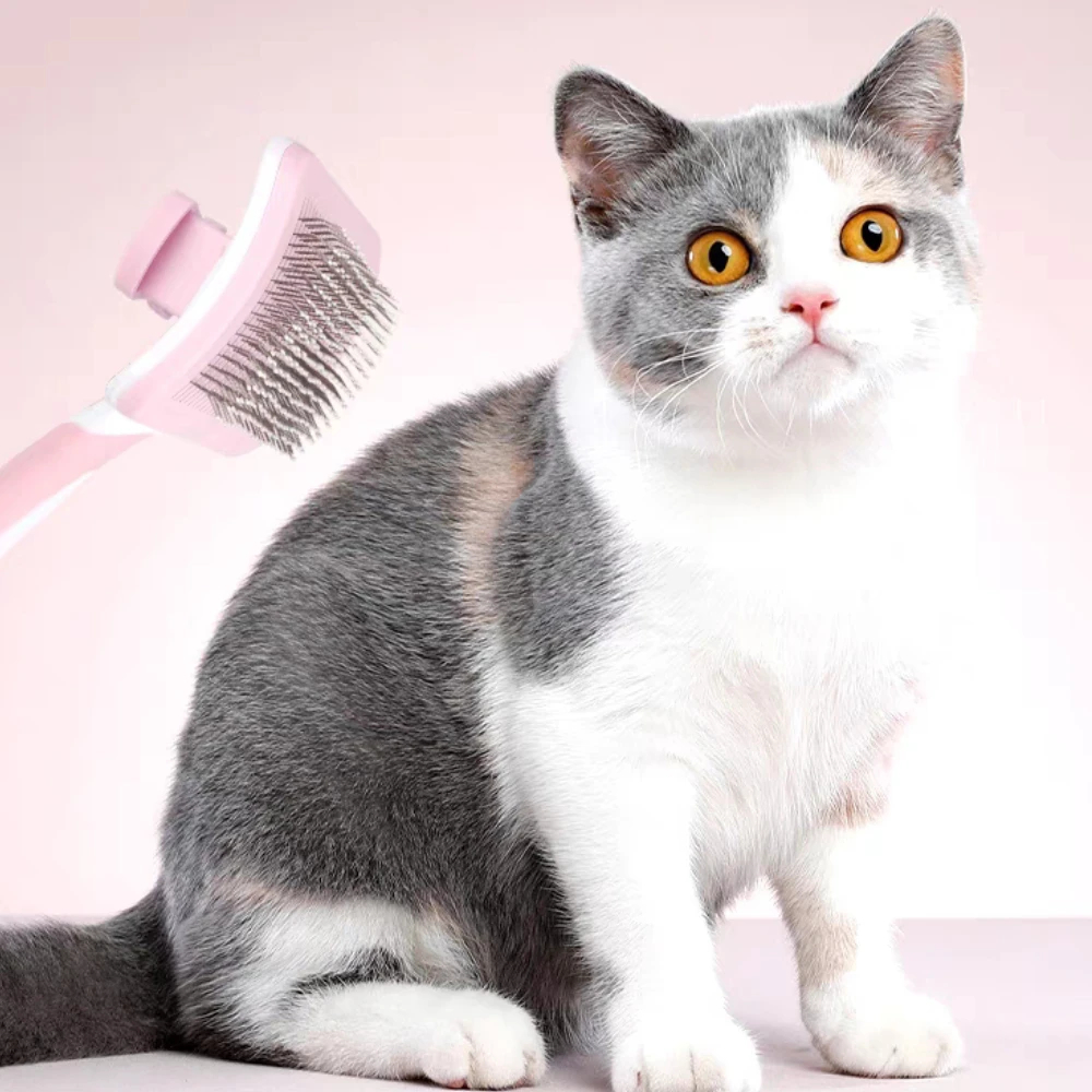 Brosse Auto-Nettoyante pour chats et chiens - Elimine les poils en 5 secondes